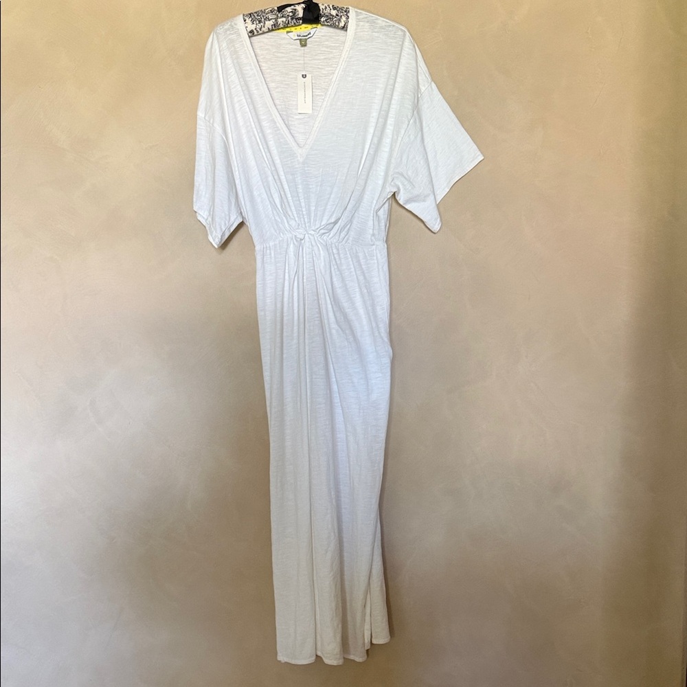 Anthropologie White V-Neck Maxi Dress with Twist Front. NWT - Picture 3 of 5
